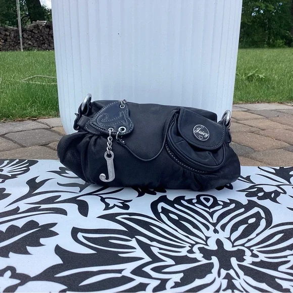 EUC Vintage Y2K Juicy Couture Rare Black Leather Gorgeous Bag - Picture 2 of 7